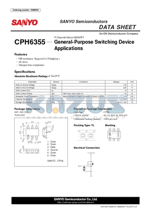CPH6355 datasheet - General-Purpose Switching Device Applications
