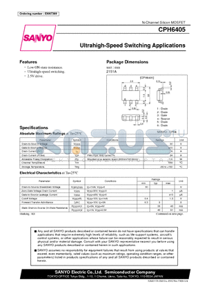 CPH6405 datasheet - Ultrahigh-Speed Switching Applications