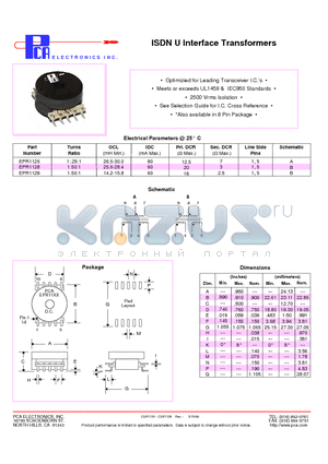 EPR1126 datasheet - ISDN U Interface Transformers