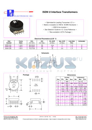 EPR1128 datasheet - ISDN U Interface Transformers