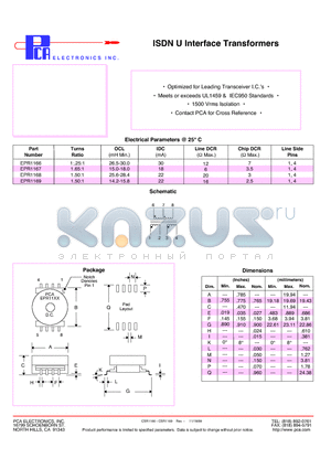 EPR1166 datasheet - ISDN U Interface Transformers