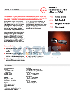 46055 datasheet - Mini-Fit H2O Sealed Interconnect System