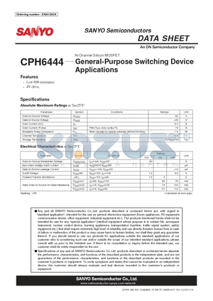 CPH6444 datasheet - General-Purpose Switching Device Applications