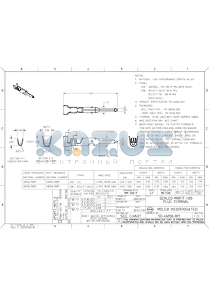 46056-0003 datasheet - SEALED MINIFIT H20 PLUG TERMINAL