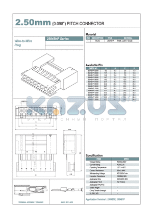 25045HP datasheet - 2.50mm PITCH CONNECTOR