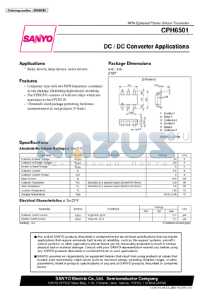 CPH6501 datasheet - DC / DC Converter Applications
