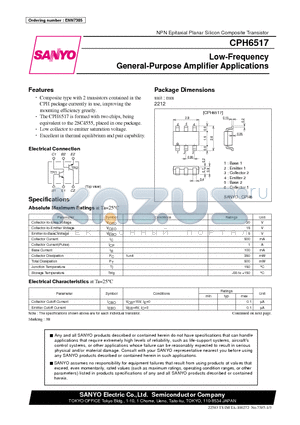 CPH6517 datasheet - Low-Frequency General-Purpose Amplifier Applications