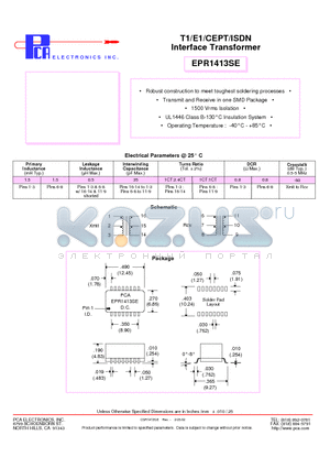 EPR1413SE datasheet - T1/E1/CEPT/ISDN Interface Transformer