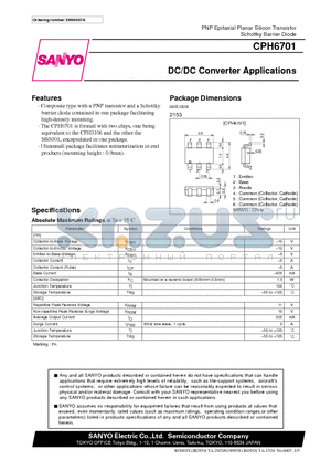 CPH6701 datasheet - DC/DC Converter Applications