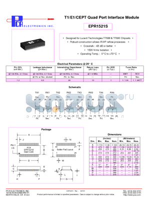 EPR1521S datasheet - T1/E1/CEPT Quad Port Interface Module