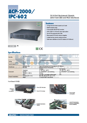 ACP-2000 datasheet - 2U 6-Slot Rackmount Chassis with Front USB and PS/2 Interfaces