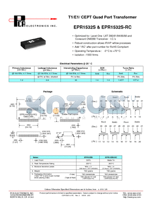 EPR1532S-RC datasheet - T1/E1/ CEPT Quad Port Transformer