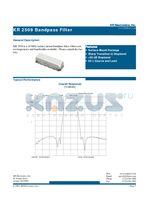 2509 datasheet - Bandpass Filter