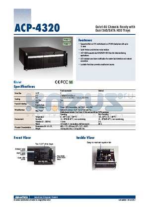 ACP-4320MB-00XQE datasheet - Quiet 4U Chassis Ready with Dual SAS/SATA HDD Trays