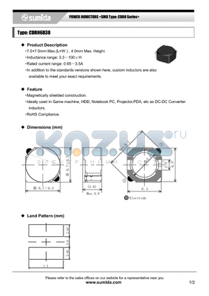 CDRH6D38NP-150N datasheet - POWER INDUCTORS