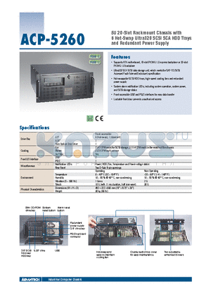 ACP-5260BP-46RE datasheet - 5U 20-Slot Rackmount Chassis with 6 Hot-Swap Ultra320 SCSI SCA HDD Trays and Redundant Power Supply