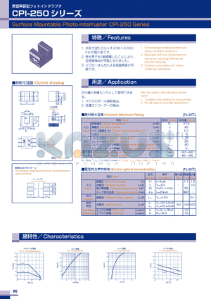 CPI-250 datasheet - Surface Mountable Photo-interrupter CPI-250 Series