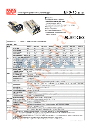 EPS-45-7.5 datasheet - 45W Single Output Switching Power Supply