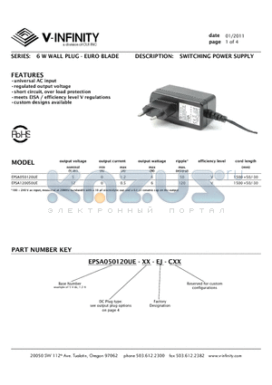 EPSA050120UE datasheet - SWITCHING POWER SUPPLY