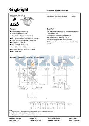 ACPSA04-41PBWA datasheet - SURFACE MOUNT DISPLAY