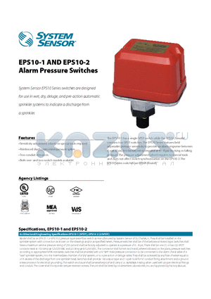 EPSA10-2 datasheet - Alarm Pressure Switches