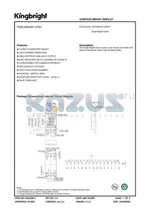 ACPSA04-41SGWA datasheet - SURFACE MOUNT DISPLAY