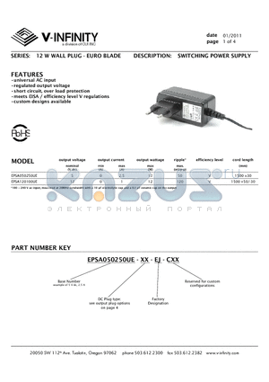 EPSA120100UE datasheet - SWITCHING POWER SUPPLY