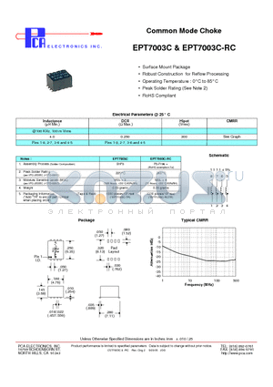 EPT7003C-RC datasheet - Common Mode Choke