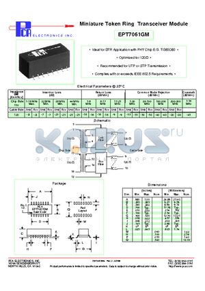 EPT7061GM datasheet - Miniature Token Ring Transceiver Module