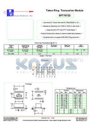 EPT7072S datasheet - Token Ring Transceiver Module