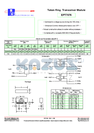 EPT7076 datasheet - Token Ring Transceiver Module