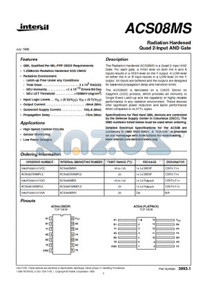 ACS08D datasheet - Radiation Hardened Quad 2-Input AND Gate