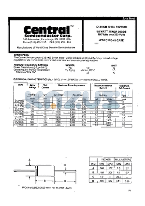 C1Z120B datasheet - 1.0WATT ZENER DIODE 100VOLTS THRU 330 VOLTS