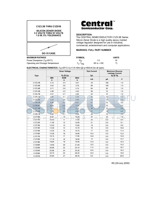 C1Z12B datasheet - SILICON ZENER DIODE 3.3 VOLTS THRU 91 VOLTS 1.0 W, 5% TOLERANCE