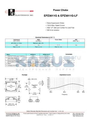 EPZ3011G-LF datasheet - Power Choke