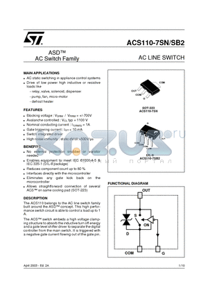 ACS110-7SB2 datasheet - AC LINE SWITCH