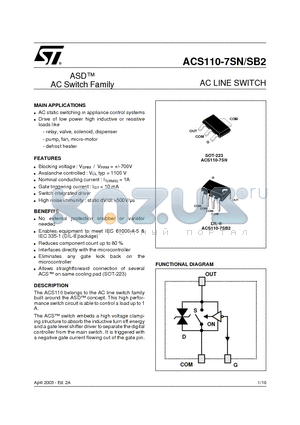 ACS110-7SN datasheet - AC LINE SWITCH