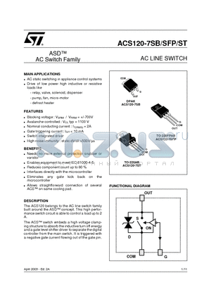 ACS120-7ST datasheet - AC LINE SWITCH