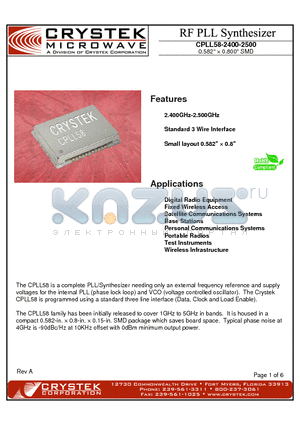 CPLL58-2400-2500 datasheet - RF PLL Synthesizer