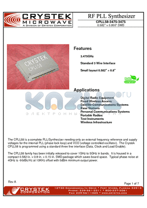 CPLL58-3475-3475 datasheet - RF PLL Synthesizer