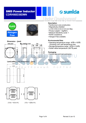 CDRH80D38DMN datasheet - SMD Power Inductor