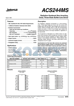 ACS244DMSR-02 datasheet - Radiation Hardened Non-Inverting, Octal, Three-State Buffer/Line Driver