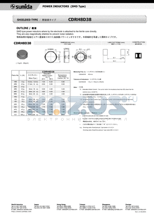CDRH8D38 datasheet - POWER INDUCTORS (SMD Type)