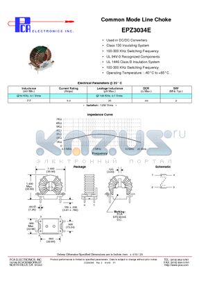 EPZ3034E datasheet - Common Mode Line Choke