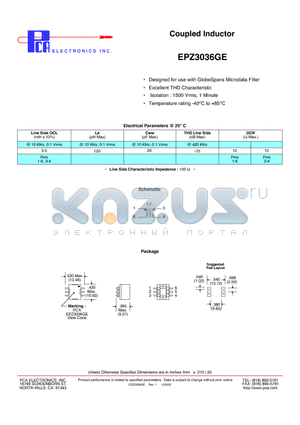 EPZ3036GE datasheet - Coupled Inductor