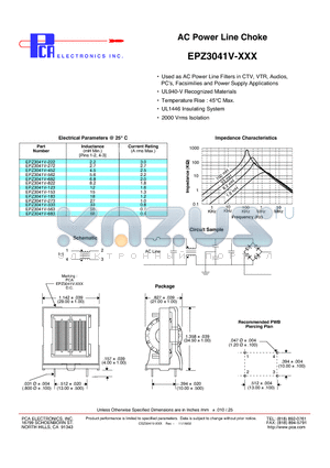 EPZ3041V-123 datasheet - AC Power Line Choke