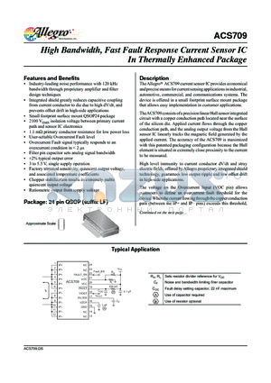 ACS709 datasheet - High Bandwidth, Fast Fault Response Current Sensor IC In Thermally Enhanced Package