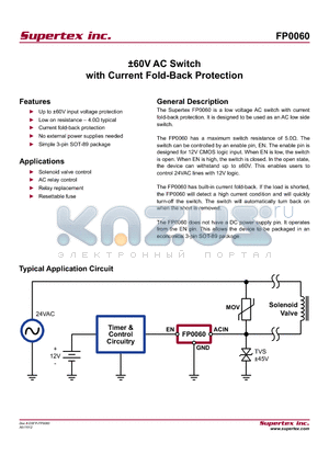 FP0060 datasheet - a60V AC Switch with Current Fold-Back Protection