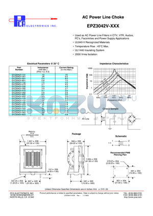 EPZ3042V-183 datasheet - AC Power Line Choke