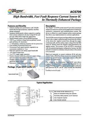 ACS709LLFTR-35BB-T datasheet - High Bandwidth, Fast Fault Response Current Sensor IC In Thermally Enhanced Package